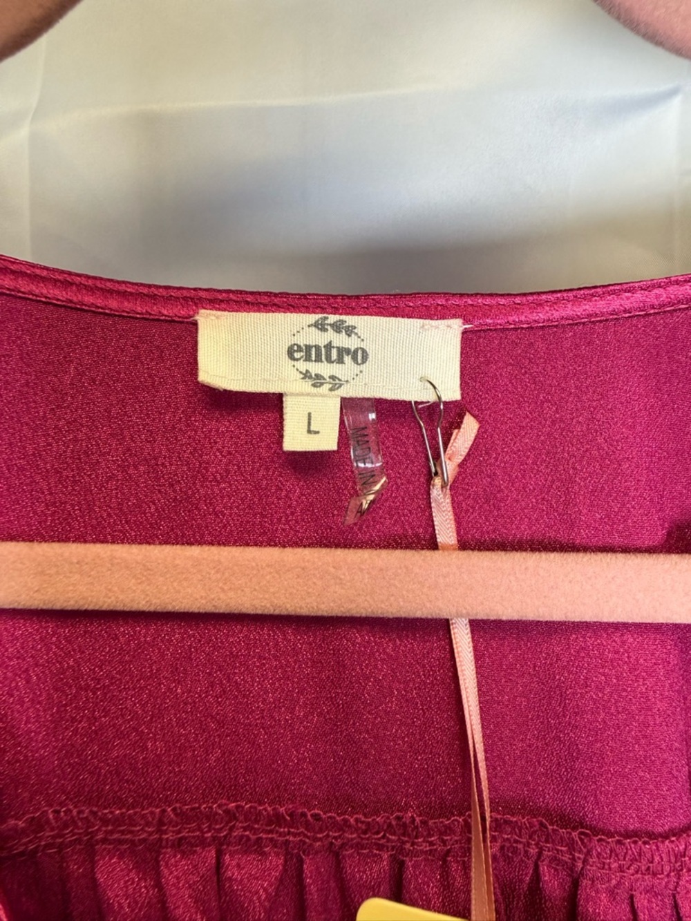 entro Deep Magenta Satin Mini Dress Women’s Size Large - Picture 3 of 6